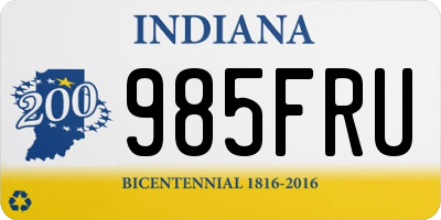 IN license plate 985FRU