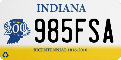 IN license plate 985FSA
