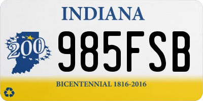 IN license plate 985FSB
