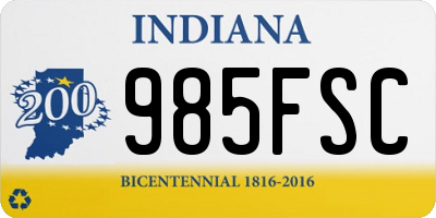 IN license plate 985FSC