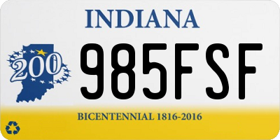 IN license plate 985FSF