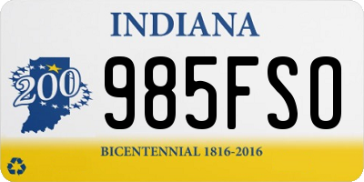 IN license plate 985FSO