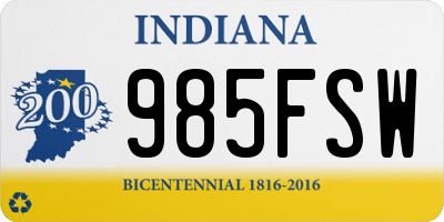 IN license plate 985FSW