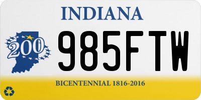 IN license plate 985FTW