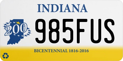 IN license plate 985FUS