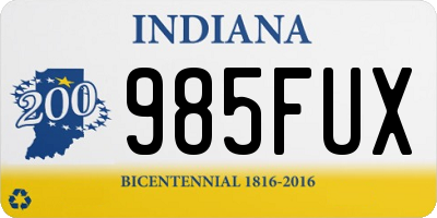 IN license plate 985FUX