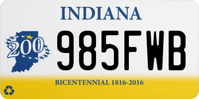 IN license plate 985FWB