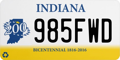 IN license plate 985FWD