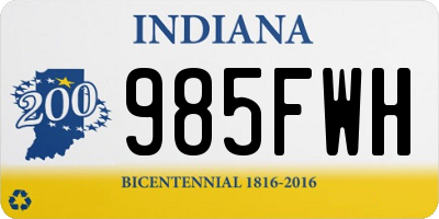 IN license plate 985FWH