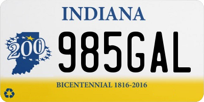 IN license plate 985GAL