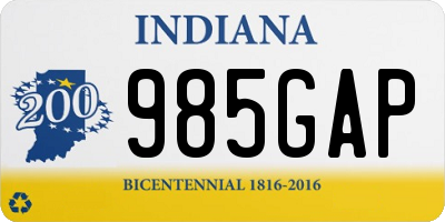 IN license plate 985GAP