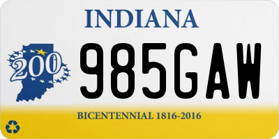 IN license plate 985GAW