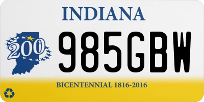 IN license plate 985GBW