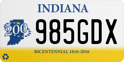 IN license plate 985GDX