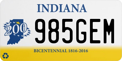 IN license plate 985GEM