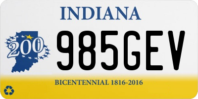 IN license plate 985GEV