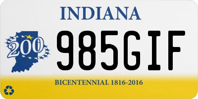 IN license plate 985GIF