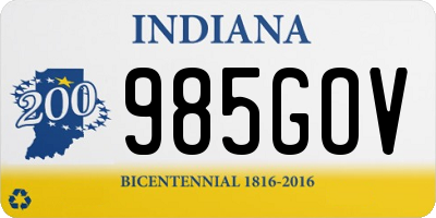 IN license plate 985GOV