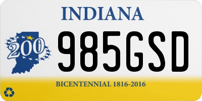 IN license plate 985GSD