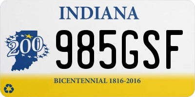 IN license plate 985GSF