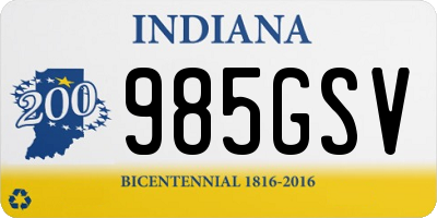 IN license plate 985GSV