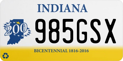 IN license plate 985GSX