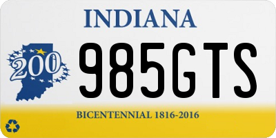 IN license plate 985GTS