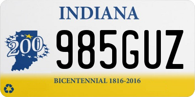 IN license plate 985GUZ