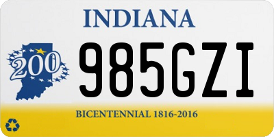 IN license plate 985GZI