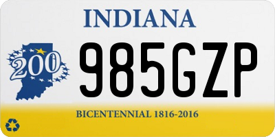 IN license plate 985GZP