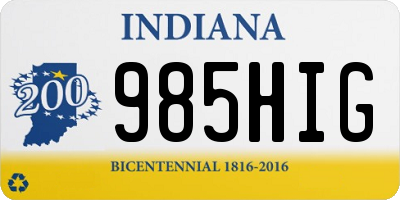 IN license plate 985HIG