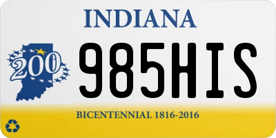 IN license plate 985HIS