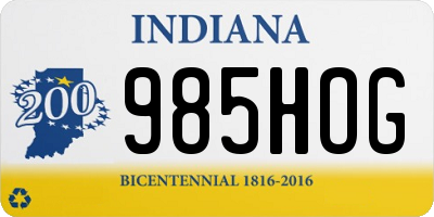 IN license plate 985HOG