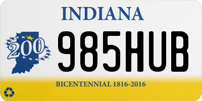 IN license plate 985HUB