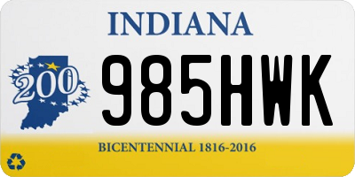 IN license plate 985HWK