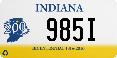 IN license plate 985I