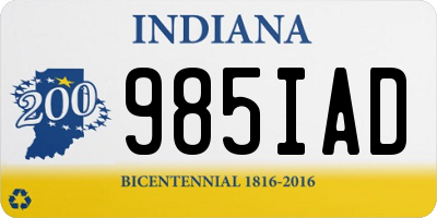 IN license plate 985IAD