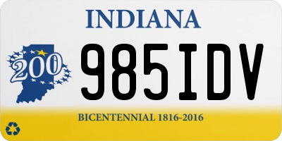 IN license plate 985IDV