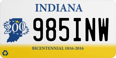 IN license plate 985INW