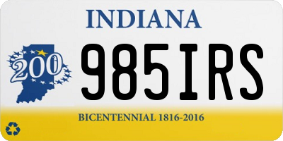 IN license plate 985IRS