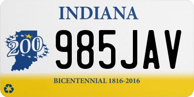 IN license plate 985JAV