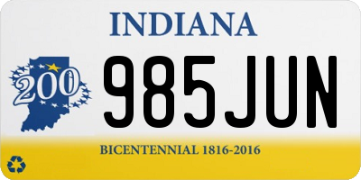 IN license plate 985JUN