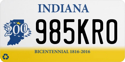 IN license plate 985KRO