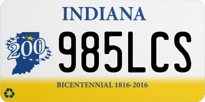 IN license plate 985LCS