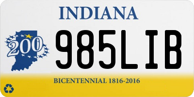 IN license plate 985LIB