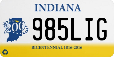 IN license plate 985LIG