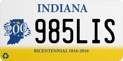 IN license plate 985LIS