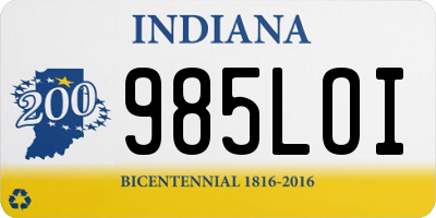 IN license plate 985LOI