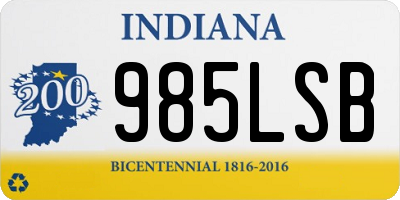 IN license plate 985LSB