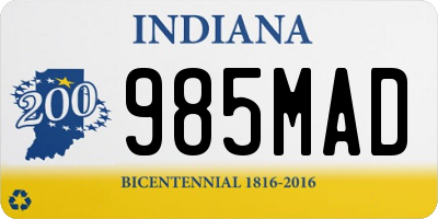 IN license plate 985MAD